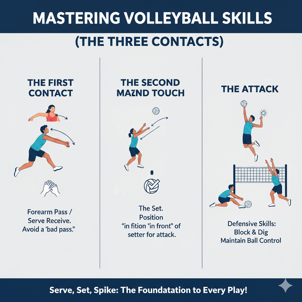 Mastering Volleyball Skills (The Three Contacts)