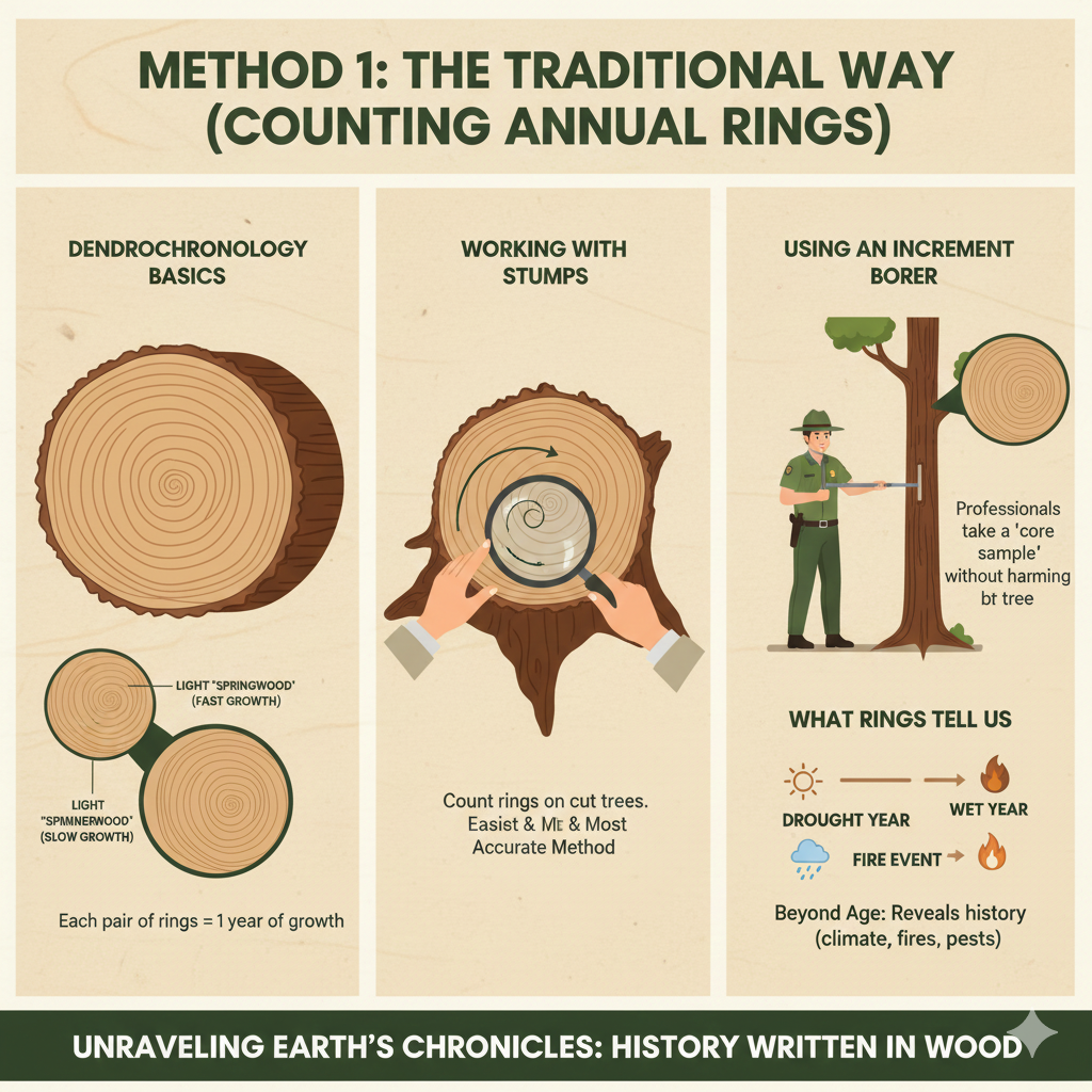 Method 1: The Traditional Way (Counting Annual Rings)